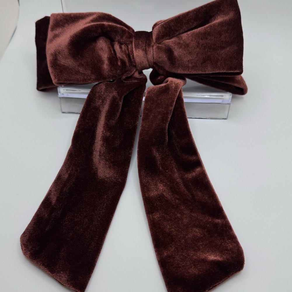 Brown velvet Bow - hair barrette NWOT - Picture 5 of 6